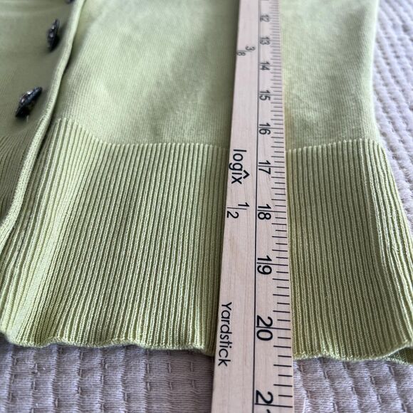 itw by Claude Brown Sweater Womens XS Light Green Cardigan Silk Blend Rhinestone - Picture 6 of 9